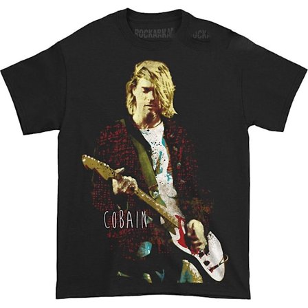 Nirvana Kurt Cobain Röd Jacka Guitar Photo T-shirt för män