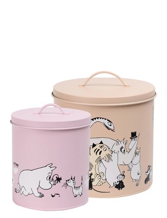 Tin Jar Set Of 2, Pink/Beige Pink Muurla