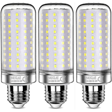26w LED Pærer, 200w Glødepære, 3000lm, 6000k Kølig Hvid, e27 Edison Skrue Pærer, 3 Pakke [Energiklasse E]
