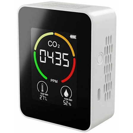 Kolme-yhdessä CO2-ilmaisimella varustettu hiilidioksidi-ilmaisin kasvihuoneen vihannesten ja hedelmien CO2-monitori, valkoinen
