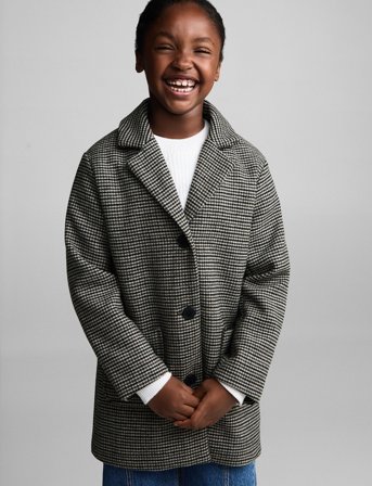 Mango Houndstooth Coat - Brown - 140