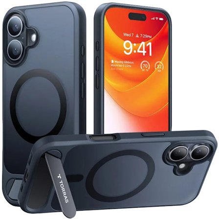 TORRAS Mobilskal till iPhone 16 Magsafe Kickstand - Svart