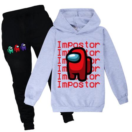 Among Us Game Impostor Sæt Hættetrøje Børn Drenge Outfit Toppe Bukser White 160