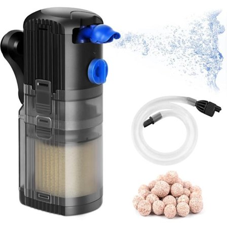 3-i-1 Justerbart Akvarie Innvendig Filter Akvariepumpe for 40-120L Ferskvanns- eller Saltvannsakvarium 500L/T 8W