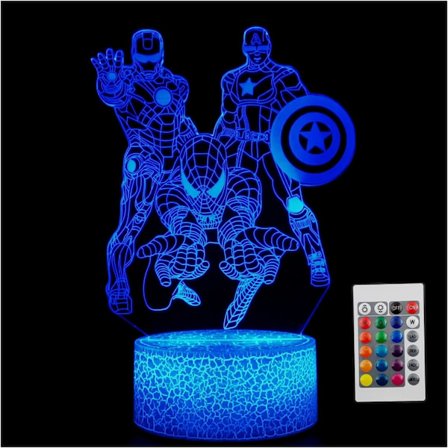 WJ 3D Illusion Natlampe LED Skrivebordslampe Touch Control 7 Farveændring til Hjemmedekorationer eller Børns Feriegaver