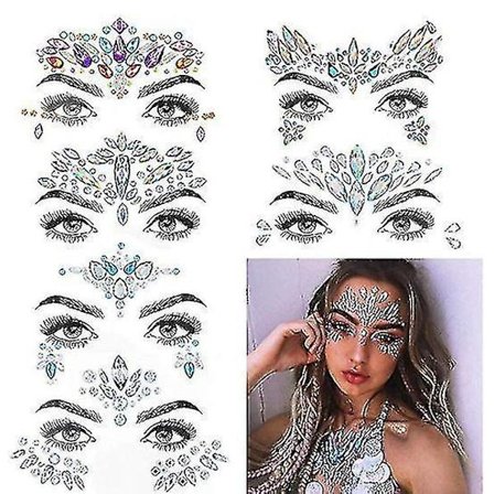 Face Jewelry Gem Stickers Rhinestone Mermaid Face Jewelry Tattoo Facial Jewelry Gem Stickers 6 Sets