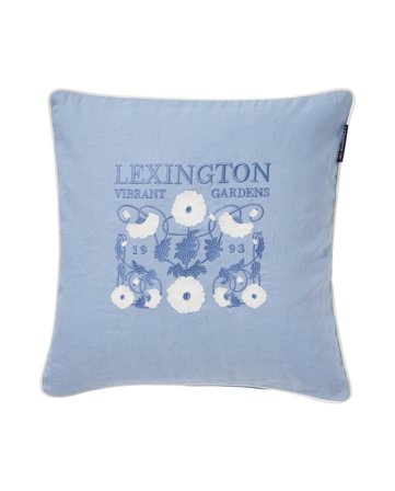 Lexington Kissenbezug aus Leinenmischung in leuchtenden Gartenfarben, blau/weiß