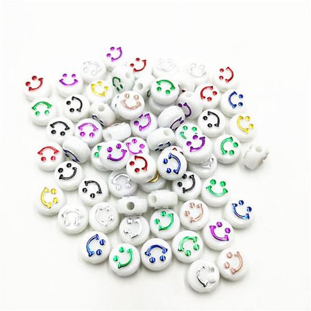 200 st Smiley Face-pärlor för armbandtillverkning, konst och hantverk, armbandssats
