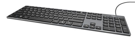 Deltaco Wired slim office keyboard, low-profile, aluminum, US layout
