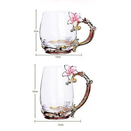 2 st Palace Carving Diamond Enamel Färgad Tekopp Rosa