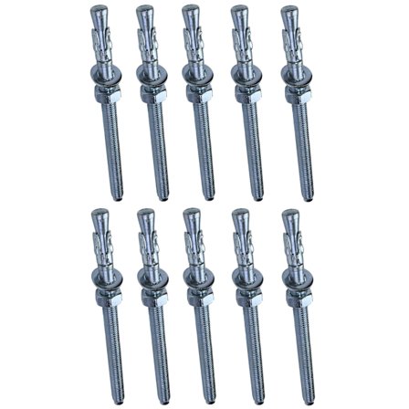10x Bolt Lang gjengeskruer, Ekspansjonsplugg - M8x120mm - sink-belagt stål - for betong, stein