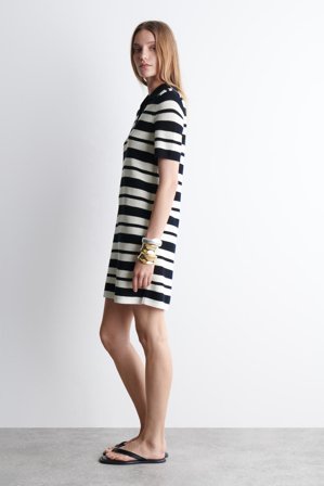 COS Women's Vestido Corto De Punto Abierto Con Cuello De Polo in Blanco