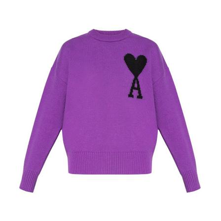Ami Paris Trui with logo , Paars , Dames , Maat: S