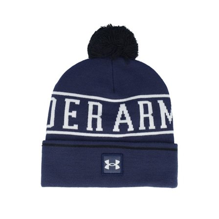 Under Armour - Blu pom Beanie - Halftime Beanie Midnight Navy Pom @ Hatstore