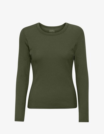 Women Organic Rib LS T-Shirt - Seaweed Green - XL