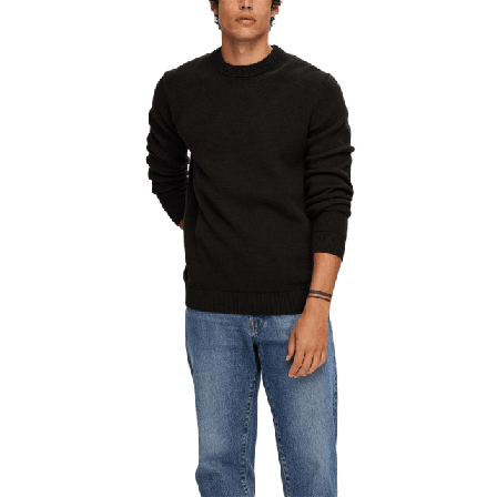 Selected Homme Stickad Tröja DANE Tröjor Herr Svart XL