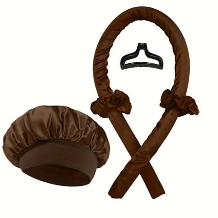 5-delars Vårlockssats för Dam – Locktroll utan Värme + Satängnattsmössa, Hårsnoddar, Klor och Ringar för Alla Hårtyper