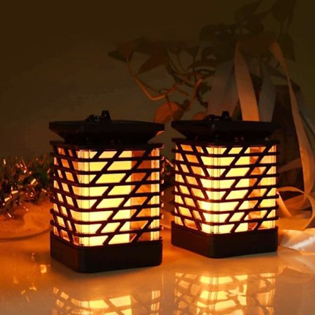 Solcellelygte Flammelampe 1/2-pak Have Lampe Vandtæt LED Lygte til Halloween Dekor_TF_TF
