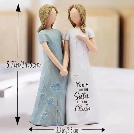 Engelstatue i resin, der fejrer venskab, velegnet til boligindretning og kan bruges som dekoration til søstre eller venner eller som en 