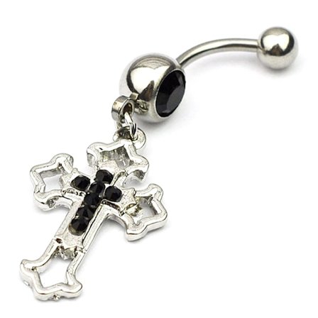 Hollow Cross Navel Ring Kirurgiskt stål Belly Button Ring Pierci