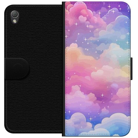 Kompatibelt Lommeboketui til Sony Xperia Z3 Søt enhjørning med regnbuefarget hår mot en stjernebelagt pastellbakgrunn i kawaii-stil