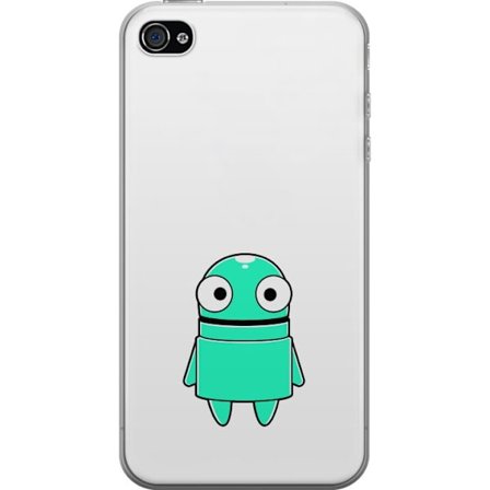 Kompatibel Mobilcover til Apple Apple iPhone 4s Turkis tegneseriefigur med store øjne og en glad personlighed i enkel illustration