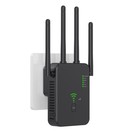 WiFi-repeater 1200 Mbps, WiFi-signalforstærker Dual Band 2,4 GHz og 5 GHz WiFi-netværksforlænger med lang rækkevidde