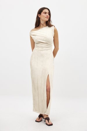 NA-KD Draped Maxi Dress - Draperede kjoler - Beige - XL (EU 46)