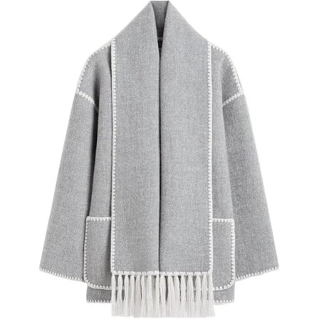 Efterårs- og vinterjakke til kvinder med tørklæde - Løstsiddende, langærmet, enkeltknappet jakke til kvinder - Passer til alt - Varmt damejakke