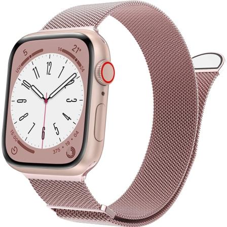 Naisten ja miesten ruostumattomasta teräksestä valmistettu verkkohihna magneettilukolla iWatch-rannekkeiden vaihtoon (41mm/40mm/38mm, sateenkaari).