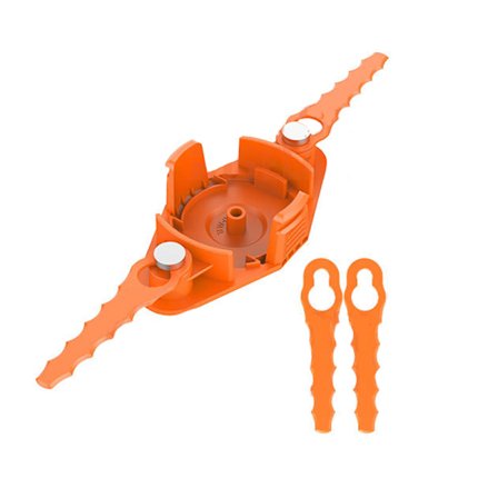 Gräsklippartillbehör - 1x Knivhuvud + 2x Nylonblad (Set) Kompatibelt med WORX WG150, Ersätter WA0010 Spole, Passar WG150