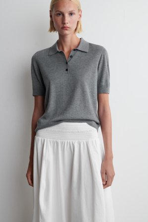 COS Women's Gonna Midi Con Pannelli A Punto Smock in Bianco