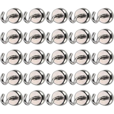 Sett med 25 magnetiske kroker Neodymmagneter krok 10 kg trekkraft