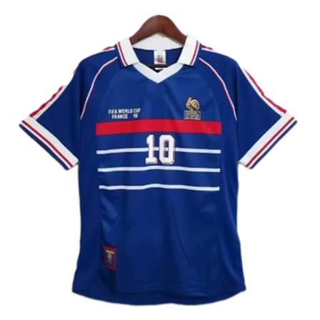 Retro Jersey 1998 Frankrig VM Hjemme Kortærmet Fodboldtrøje Nr 10 Zidane 1 Fodboldtrøje 2XL