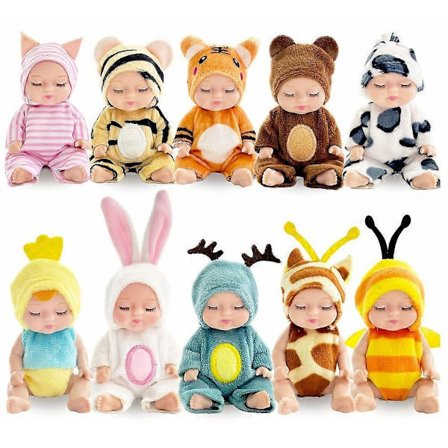 10 stk. Reborn dukkesett - Søte sovende prinsessedukker med klær og tilbehør som gave