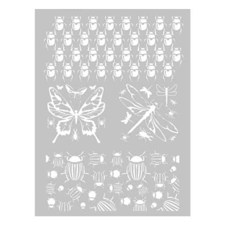 Insektsstencil för polymerlera - Creative Seed - Återanvändbar - 20,5 x 11,3 cm Grå