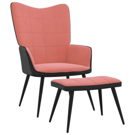 Vidaxl Vilstol Med Fotpall Rosa Sammet Och Pvc Rosa