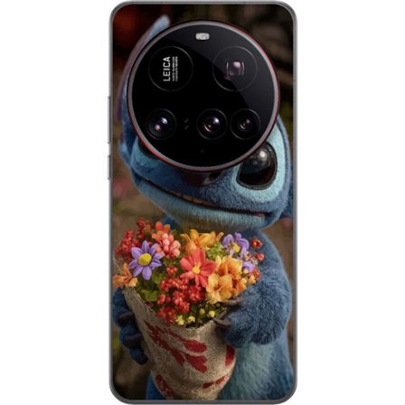 Kompatibelt Mobilskal till Xiaomi Xiaomi 15 Ultra Söt blå figur med stora ögon som håller färgglad blombukett i varm och gullig stil