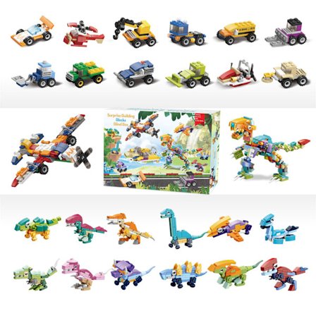 Julekalender Biler Dinosaurier Byggeklosser Blindboks 24 Dagers Nedtelling Kalender Barn Julegaver