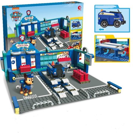 Ryhmä Hau rakennuspalikkaleluja, vedettävä auto Puppy Rescue Patrol -tiimin päämaja korjaustalli