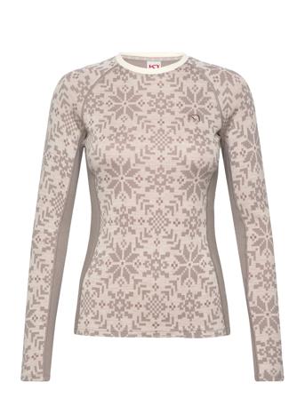 Edith Long Sleeve Sport Base Layer Tops Beige Kari Traa