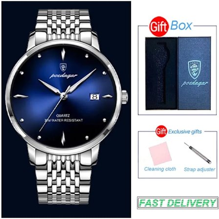 POEDAGAR Ultratynne Kvartsarmbåndsur for menn, vanntett luksusmerke, selvlysende sportsklokke, klokker for menn i rustfritt stål, avslappet stil, 
