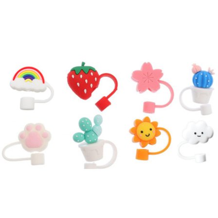 8-pack återanvändbara silikonhalmstopp för 6-8 mm söta sugrör (sugrör ingår ej)