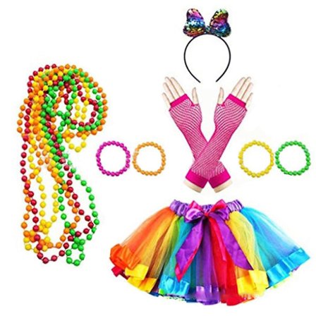 Damkläder 80-talstillbehör Klänning Glasögon Benvärmare för mode Retro 80-talsfestklädsel Set