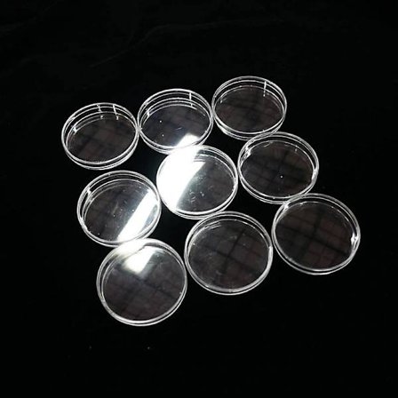 90 mm:n petrimalja, 5 kpl. Lasiset petrimaljat kannella, laboratorion viljelylevy