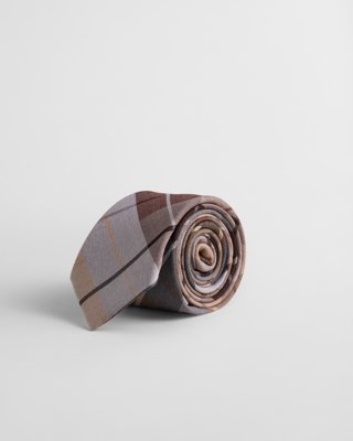 GANT - Rutet slips i bomull og silke til herre warm khaki