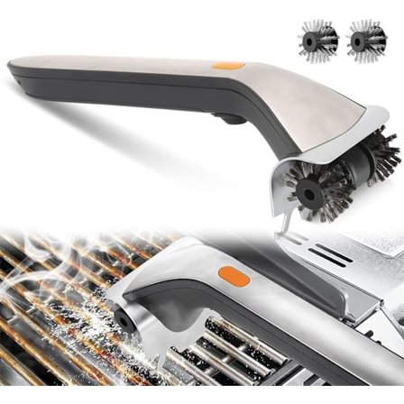 BBQ damprensebørster, grillbørste i rustfrit stål til udendørs grill med vandreservoir, udskiftelige børstehoveder, 2000 RPM elektrisk BBQ børste