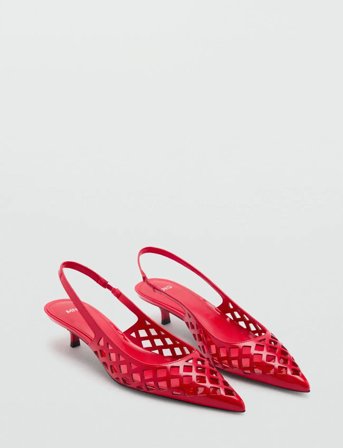 Mango Die-Cut Kitten Shoes - Red - 38