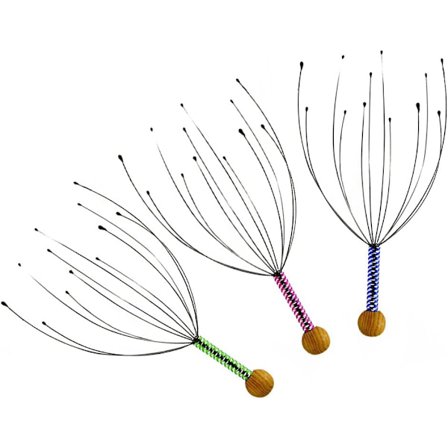 Päänahan hierontalaite, 3 kpl, kädessä pidettävä, terapeuttinen lovettu teräslanka