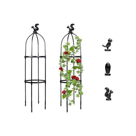 Trädgårdsspaljé Obelisk för klätterväxter Utomhus Krukor Rostsäker Metall Växt Blomsterspaljé [DB] svart 2 lager